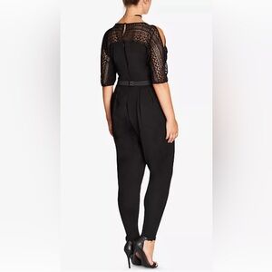 City Chic Plus Size XL/22 Black Lace Cut Out Shoulder Romper Festival Jumpsuit